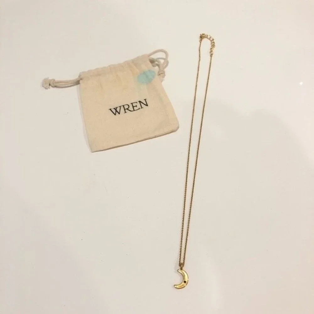 Wren Gold and Sapphire Moon Necklace - Picture 2 of 10